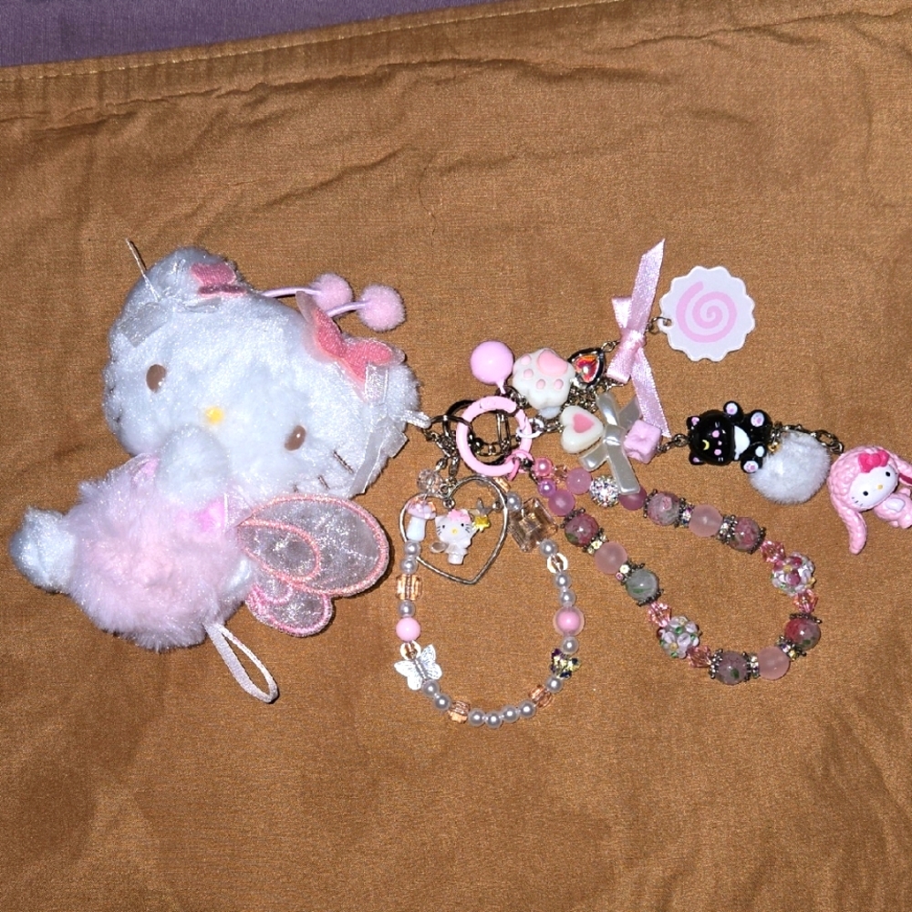Hand Crafted Pink Hello Kitty Keychain/ Bag Charm